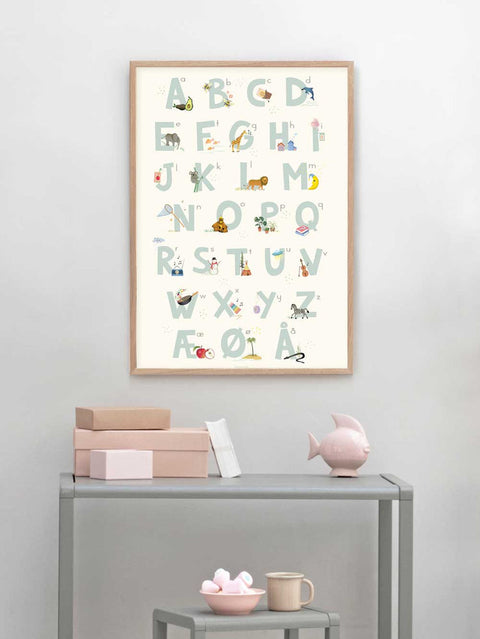 Alphabet Blue Danish poster